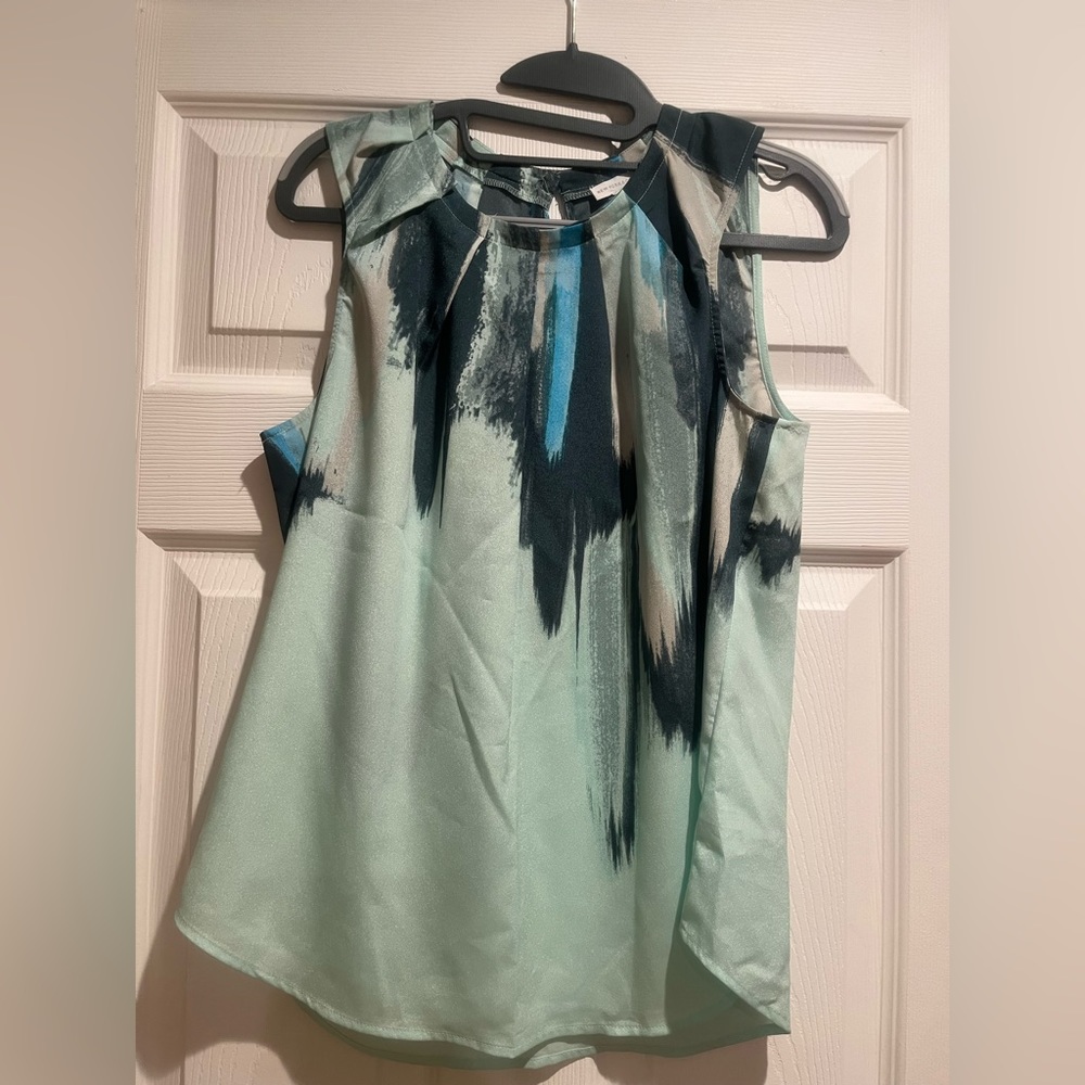 New York and company seafoam green sleeveless blouse.  Size M